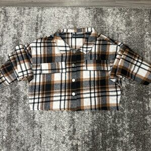 Plaid Women’s Shirt in Brown and White
